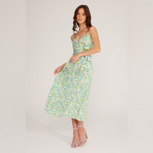 Lush Lily Floral Tie-Waist Midi Dress
